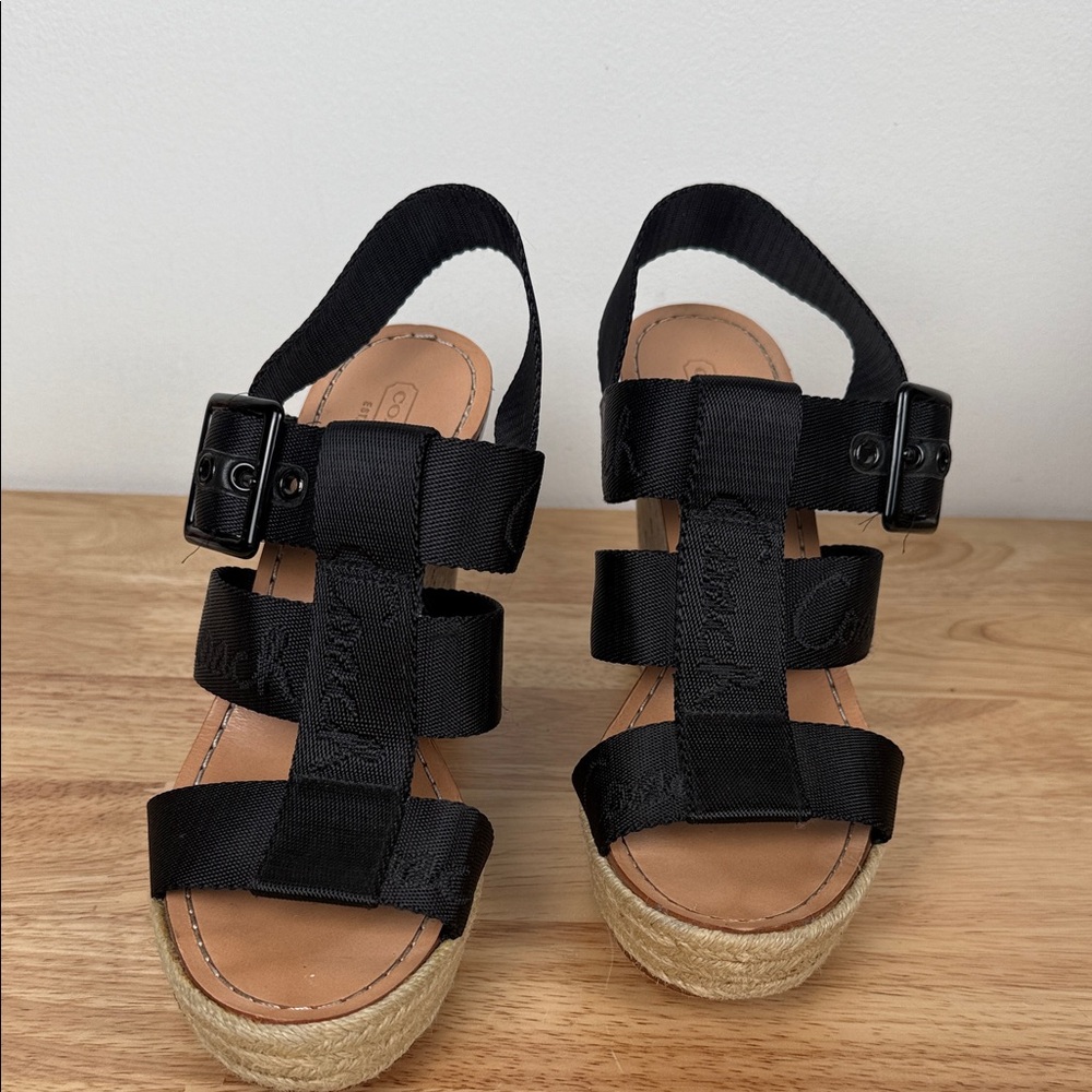 Coach Black Espadrille wedged Sandals - Picture 16 of 16